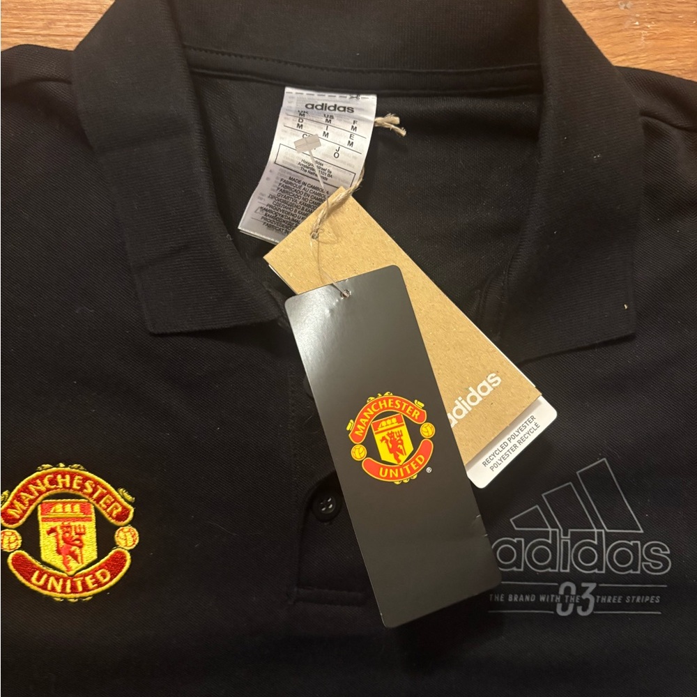 Adidas NWT Black Polo Men’s Medium with Manchester United Emblem Adidas Logo - Picture 3 of 13